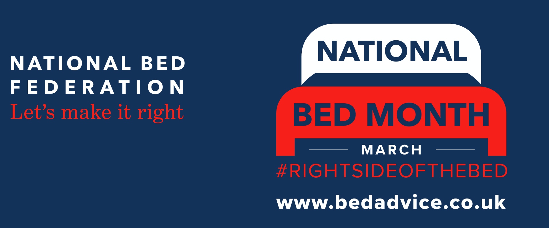 Banner Showing National Bed Month Banner with the #rightsideofthebed