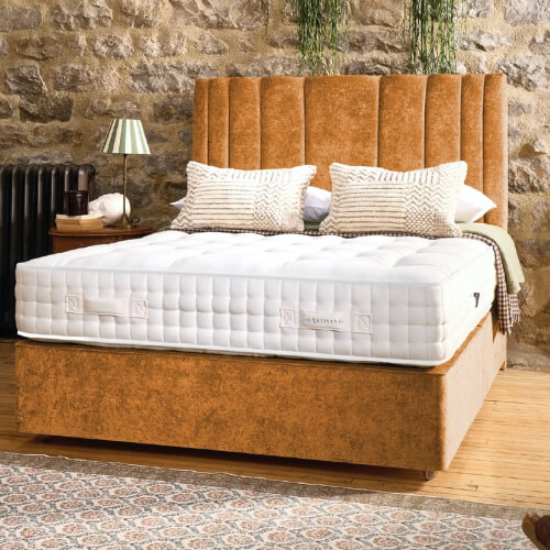 harrison-spinks-divan-bed-base-and-headboard-with-mattress brown Harrison Spinks divan bed base and headboard with Harrison Spinks mattress.