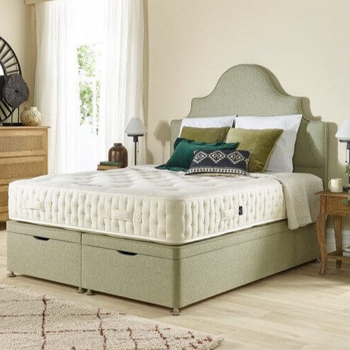 Harrison-spinks-ottoman-bed-base-with-mattress Harrison Spinks end opening ottoman, closed with Harrison Spinks mattress on top.